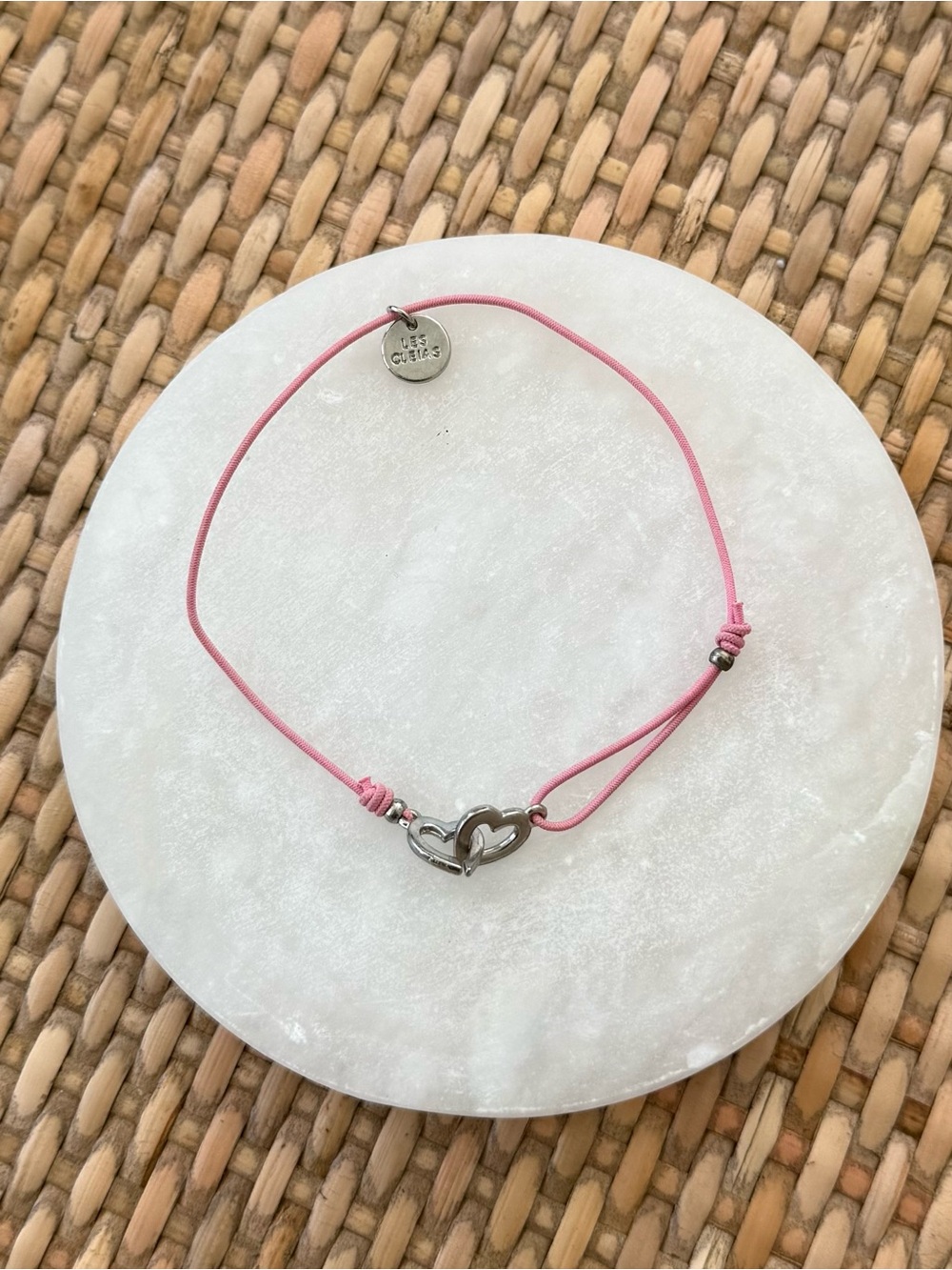 Pink Heart Charm Stretch Bracelet - Les Cleias